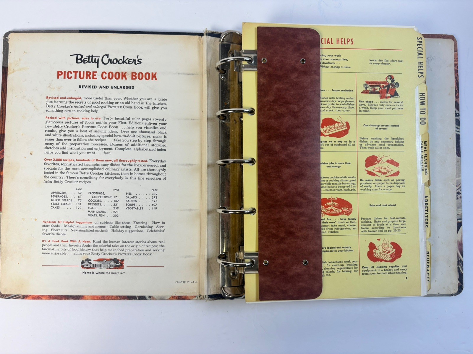 Betty Crocker’s Picture 5-Ring BINDER Cook Book Revised & Enlarged 1956 USA