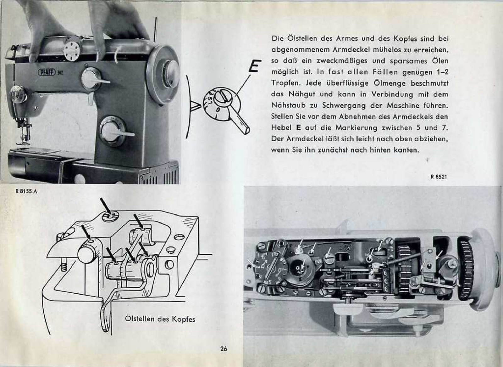 PFAFF 362-261 Automatic Sewing Machine Instruction Manual IN GERMAN – WIRE BOUND