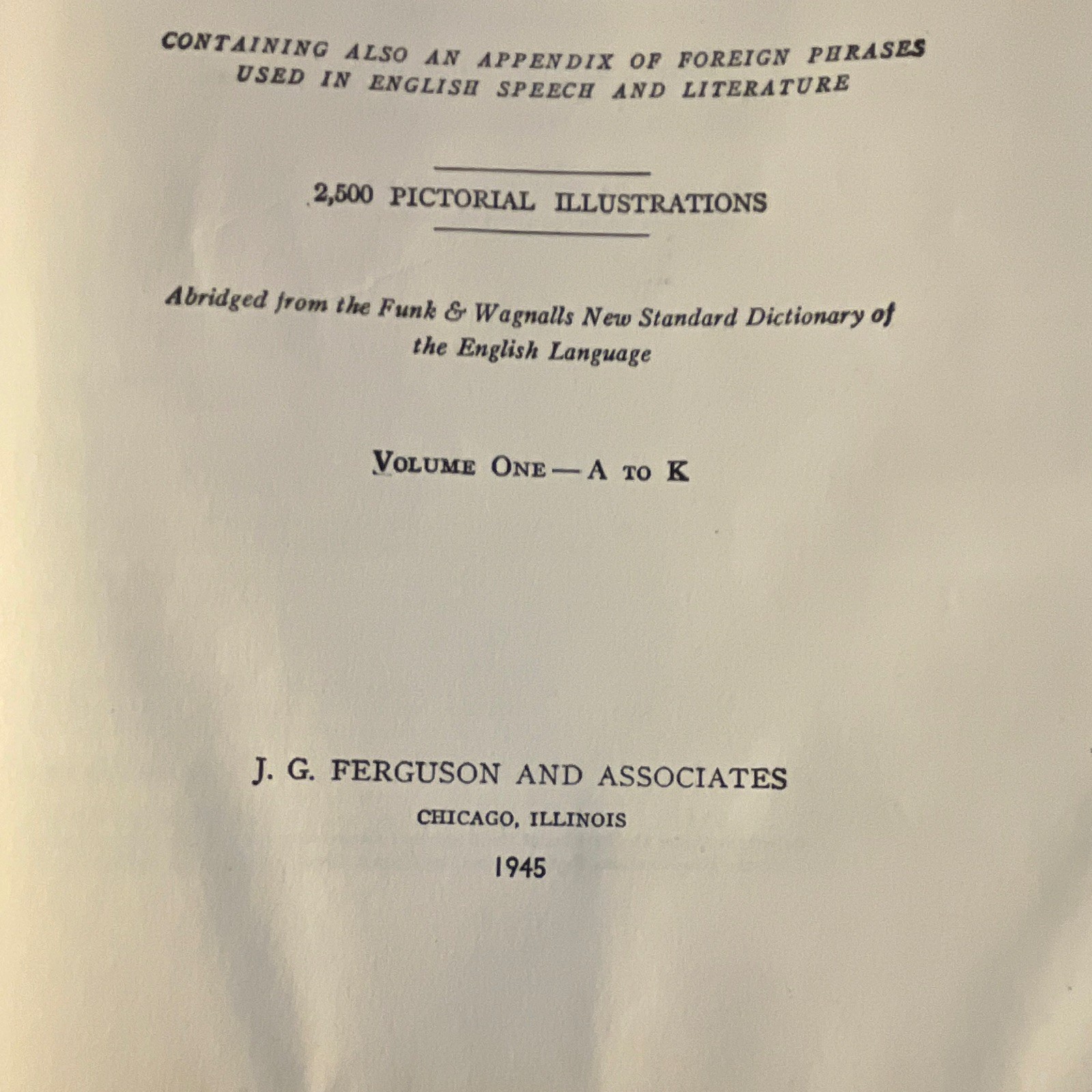 Funk and Wagnalls Practical Standard Dictionary 2-Volume Set Illustrated 1945