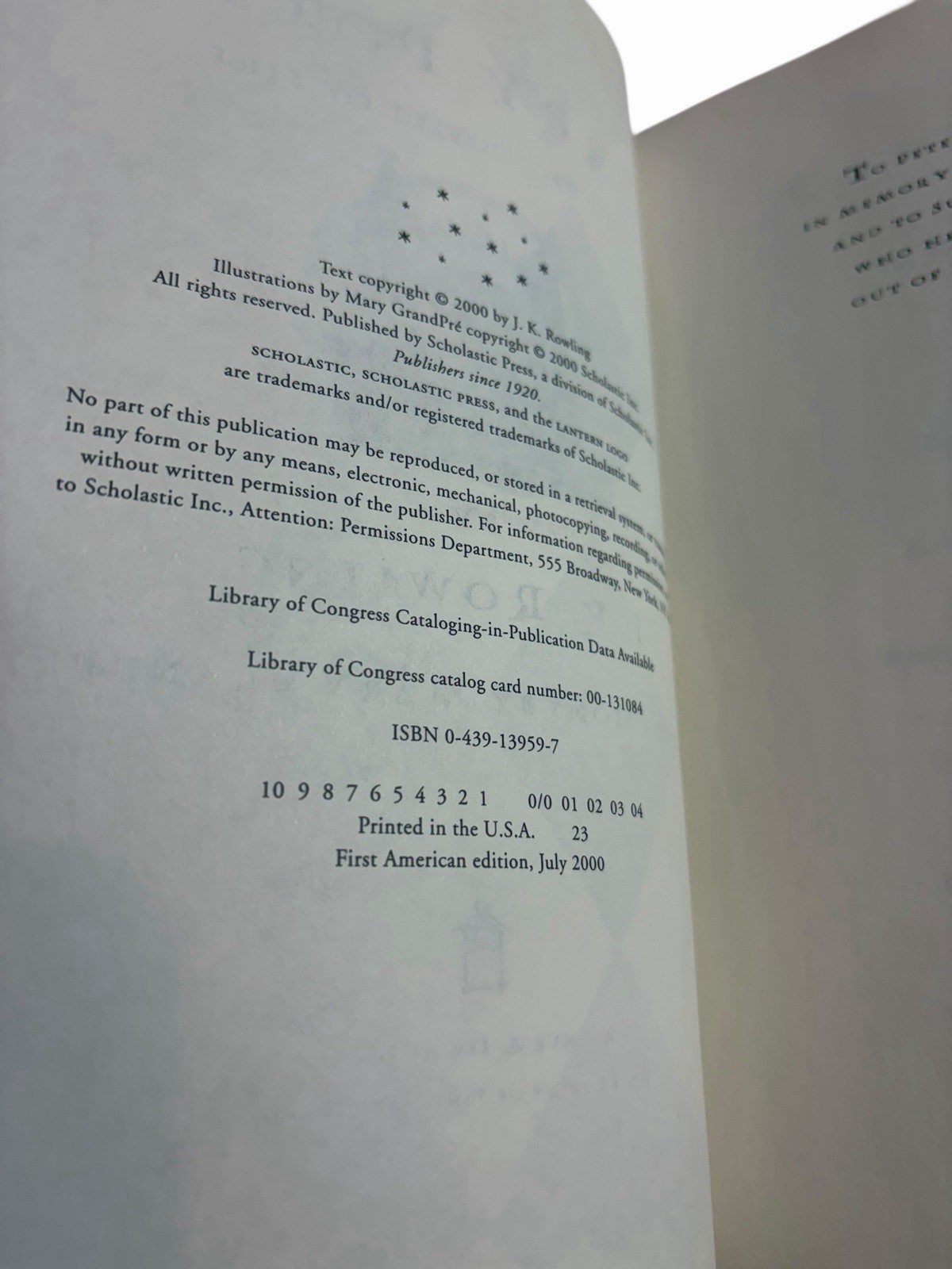 TRUE 1st Ed 1st Printing Harry Potter Goblet of Fire Errors Pg 291 & 667 ~ FINE
