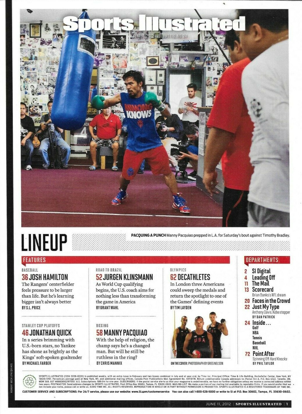 Sports Illustrated Magazine Josh Hamilton Manny Pacquiao Jonathan Quick 2013