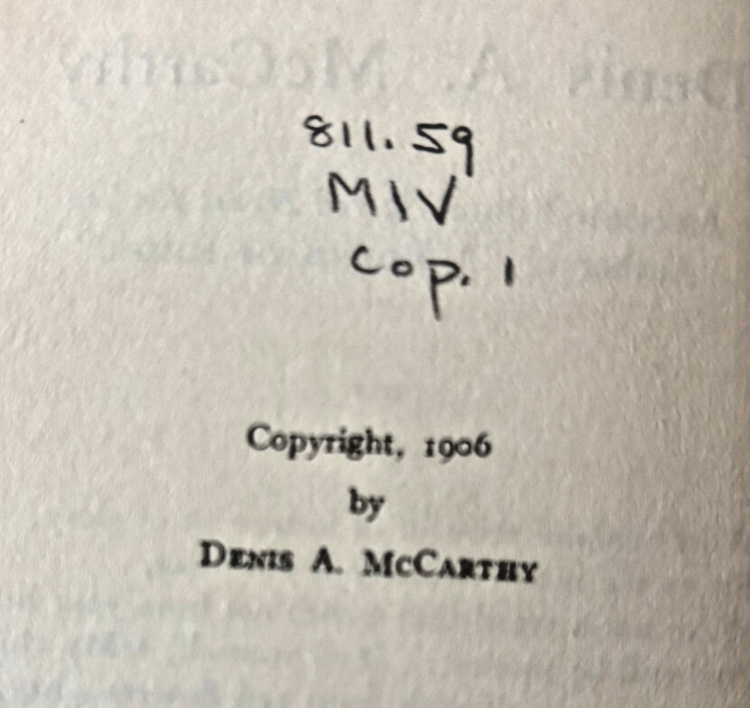 Irish Poetry Book 1906 First Edition Inscribed Author Denis McCarthy Angel Guard
