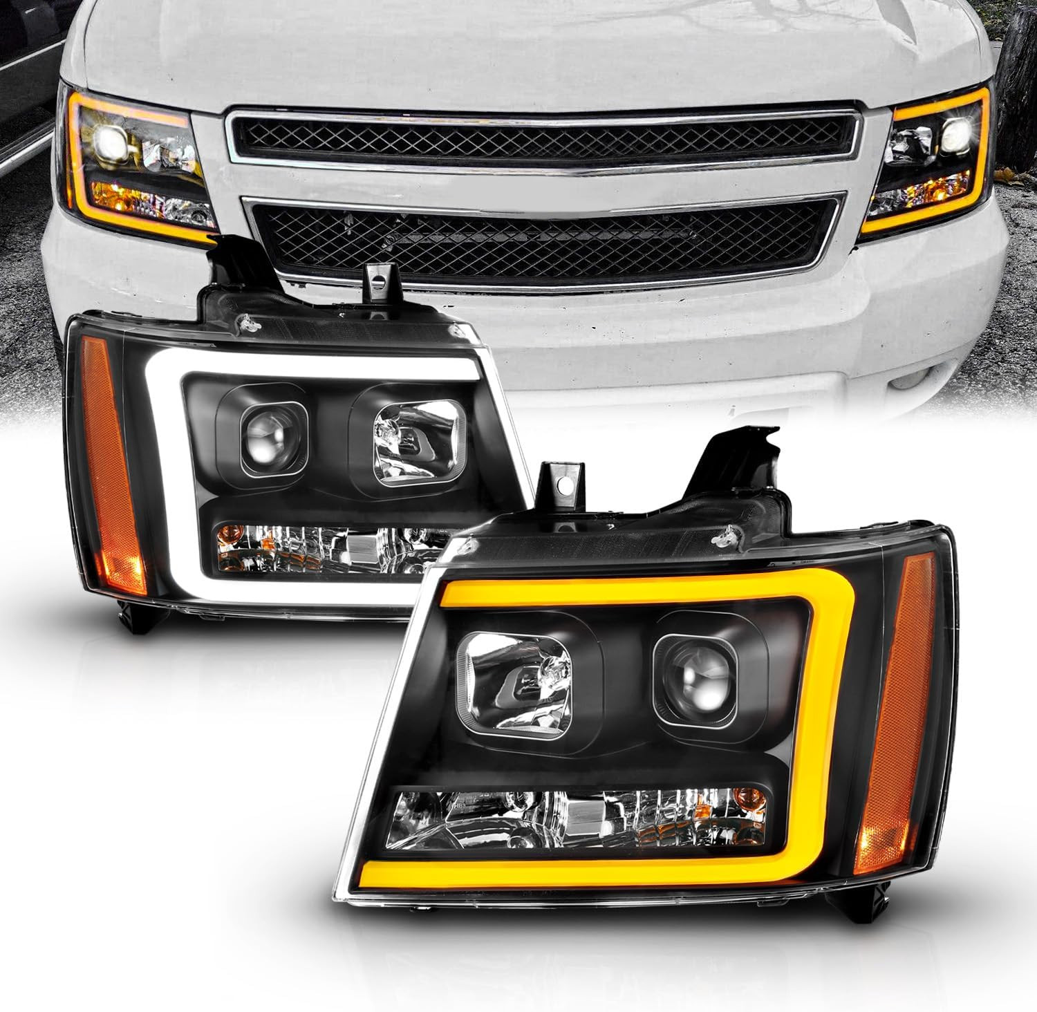 for 2007-2013 Chevy Avalanche/Suburban/Tahoe Switchback LED Tube Turn Siganl Pro