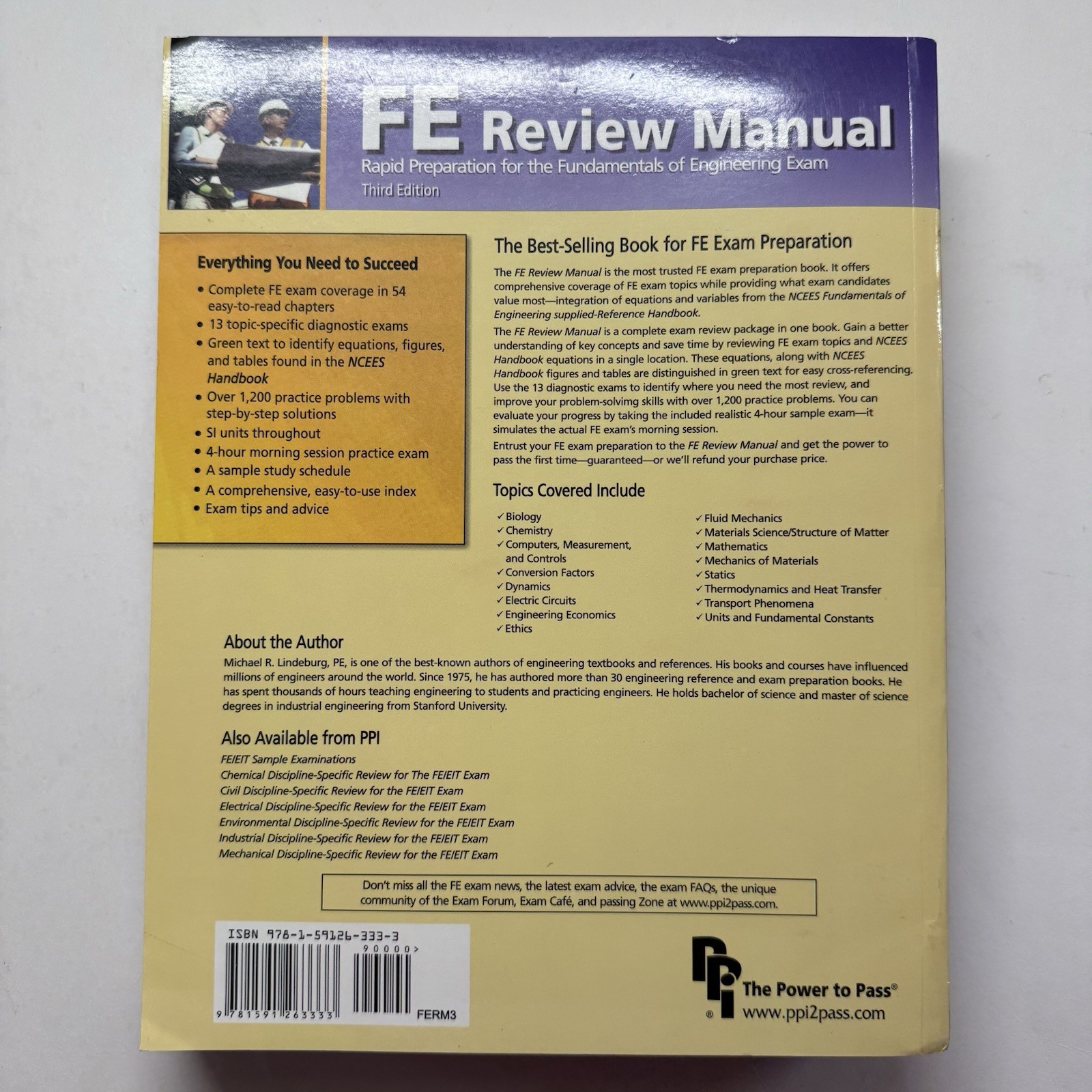 Fundamentals of Engineering Exam, 3rd Edition -FE Exam by Michael R. Lindeburg