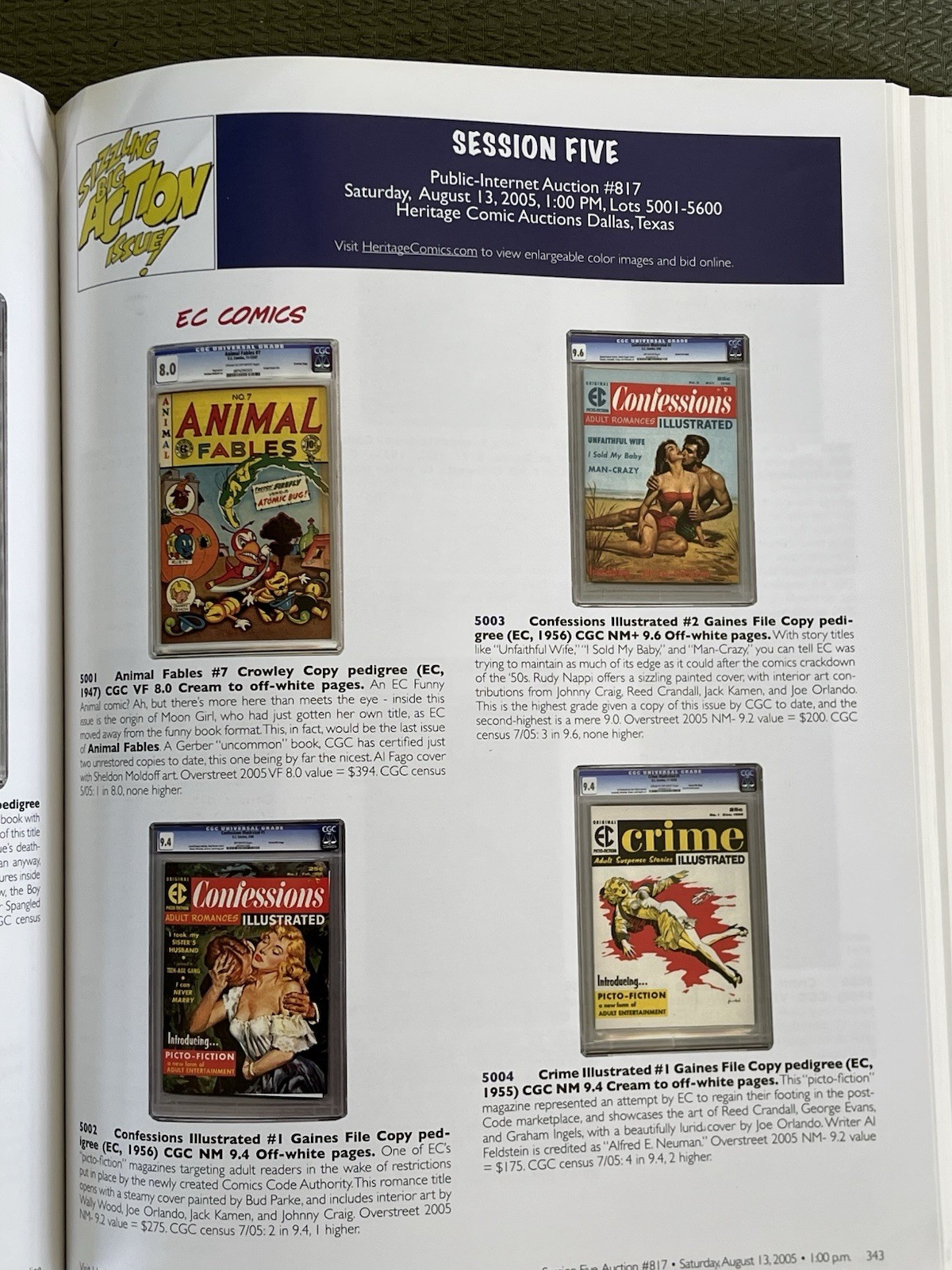 Heritage Comics Auctions August 2005 Signature Auction #817 Catalog, 588 pages