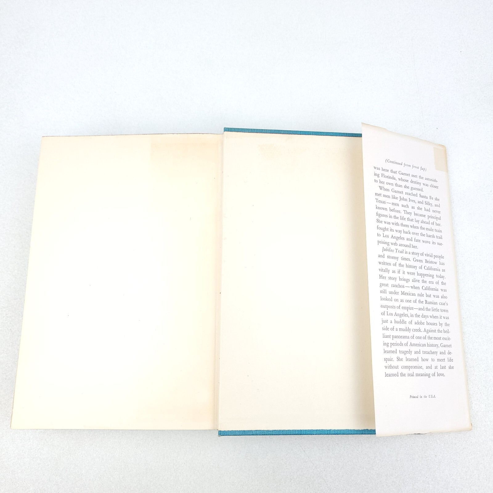 Jubilee Trail, Gwen Bristow; 1950 HC/DJ Thomas Y Crowell Book Club Edition VG