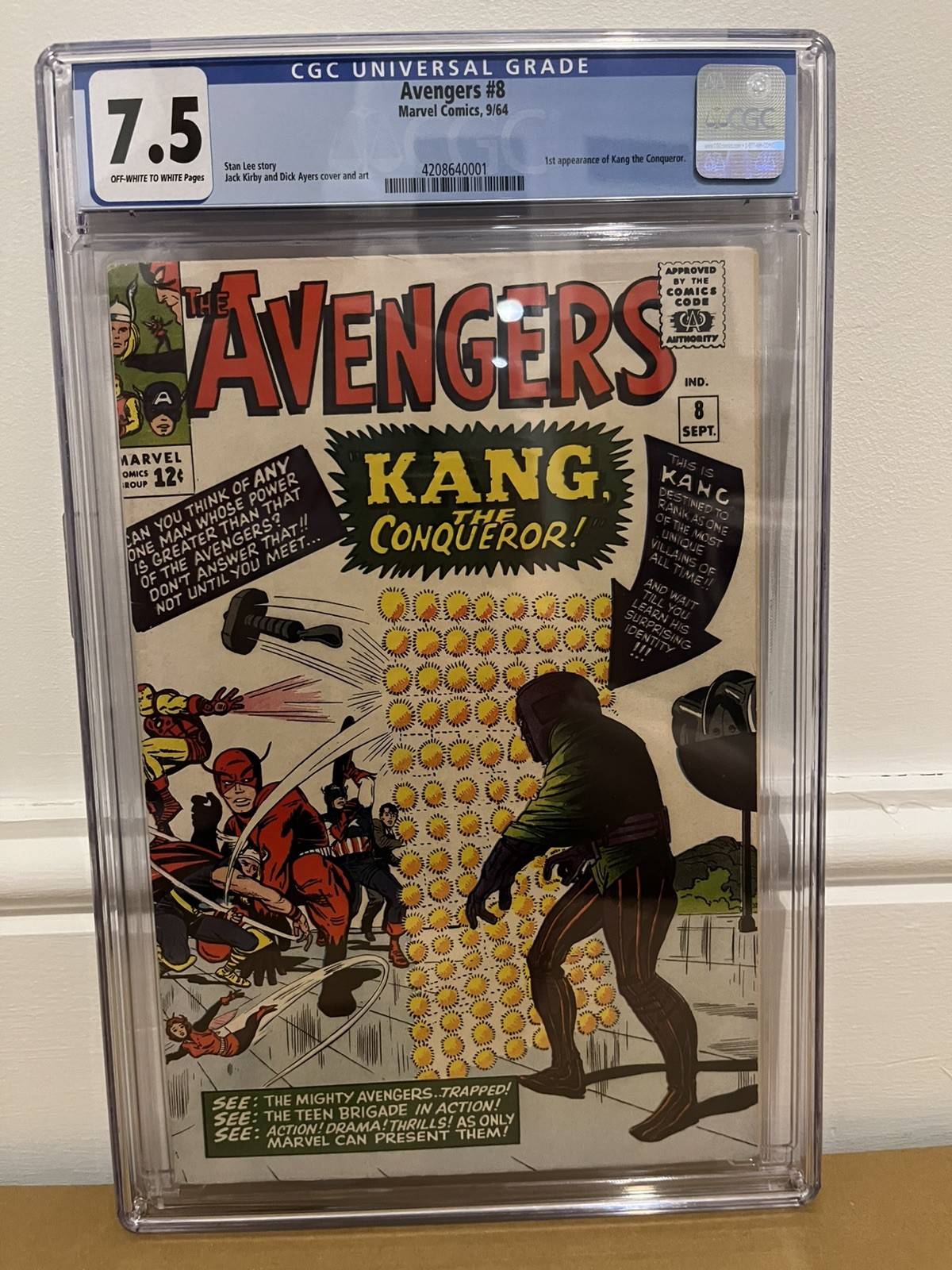 Avengers 8 – CGC 7.5 OW/W – Marvel Silver Age Key 1st Kang The Conqueror