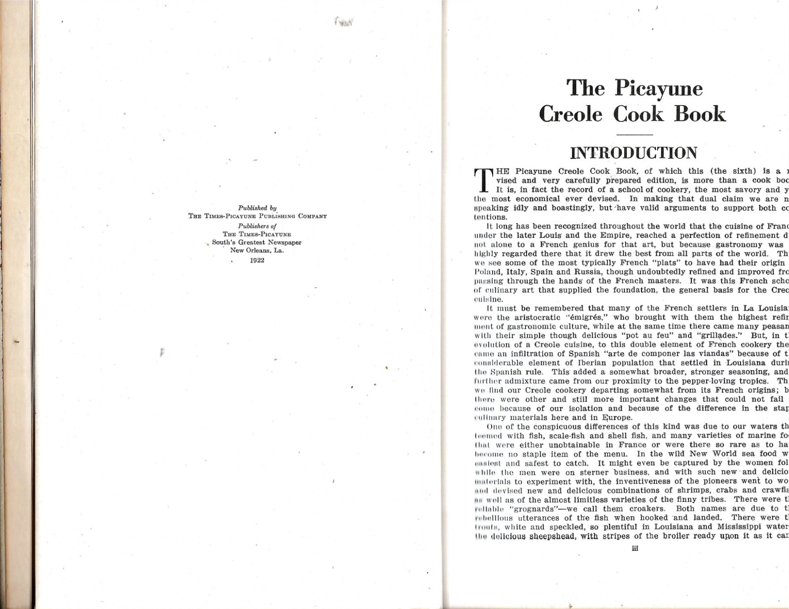 Picayune Creole Cook Book Hardcover 390 Pages Sixth Edition 1922 Free S/H