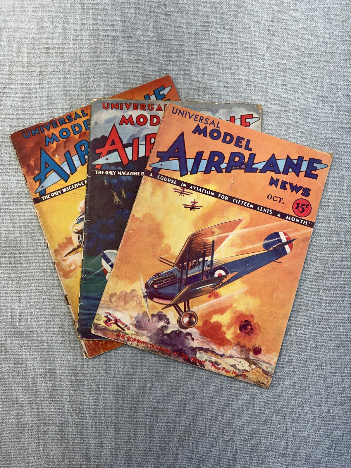 Vintage Universal Model Airplane News Magazine Lot 3 April Oct Nov PB USA Illus