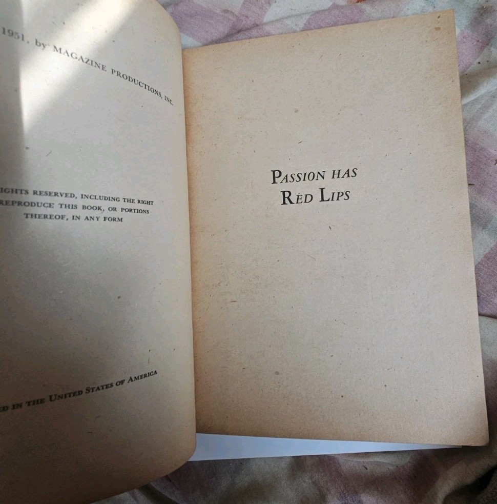 ​PASSION HAS RED LIPS Vintage Pulp Fiction 1951 Rainbow Romance Digest #108 VG