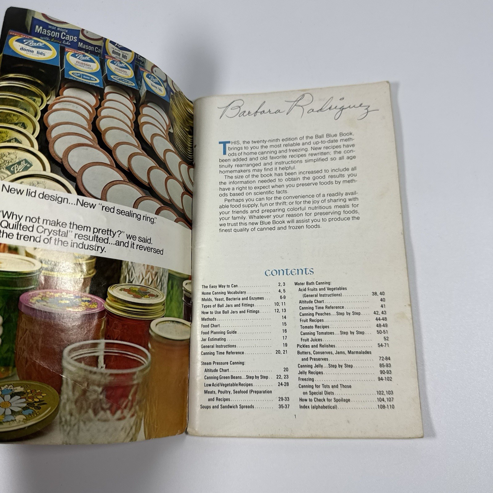 1972 Ball Blue Book Vintage Canning Recipe Guide Booklet