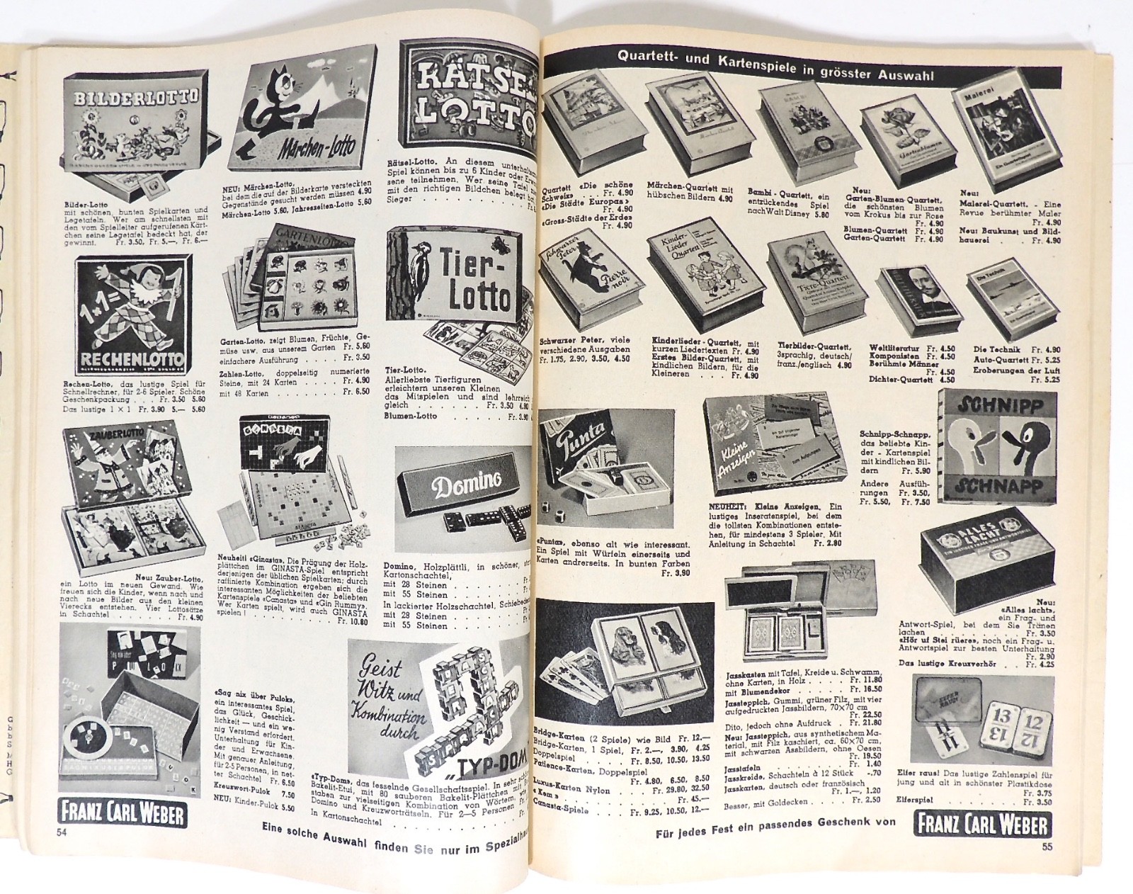 1950s Franz Carl Weber German Toy Catalog Steiff, Dolls, Trains & More 138 Pages