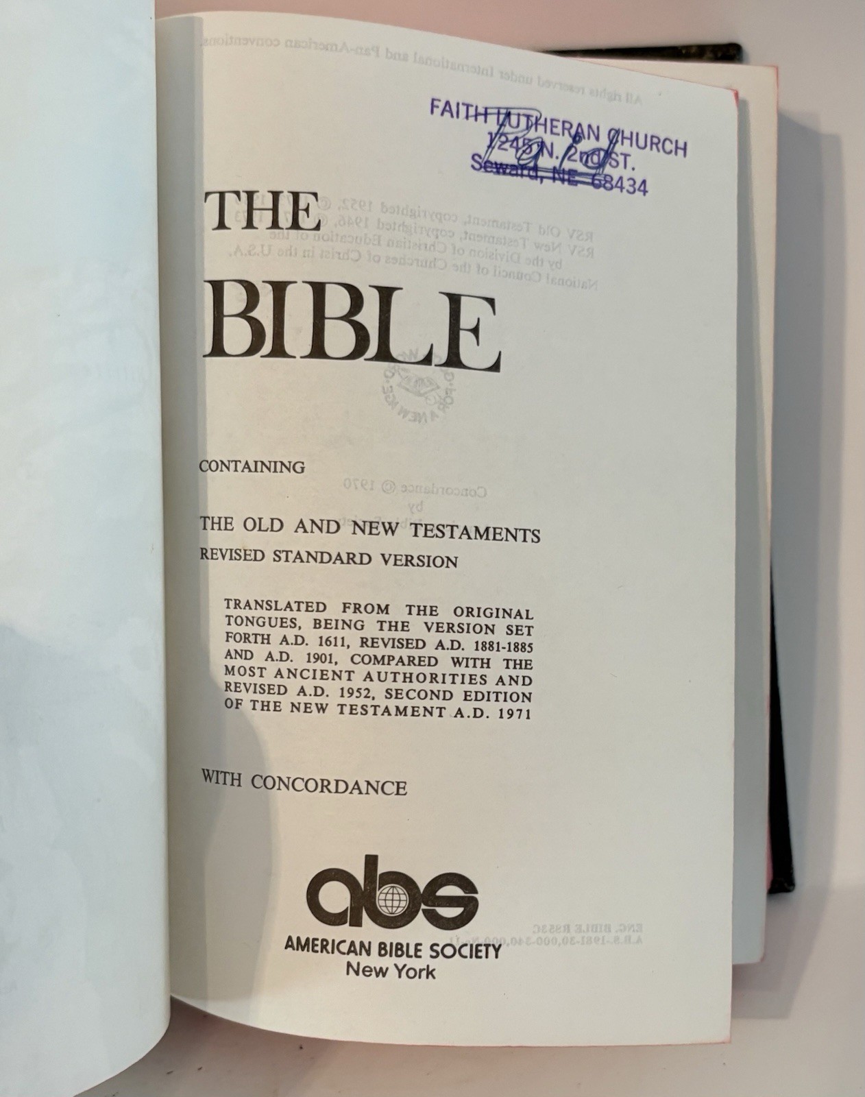 The Bible Concordance 1970 Revised Standard Version American Bible Society HC