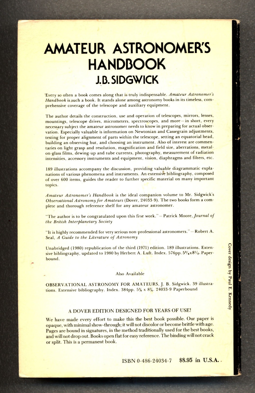 Amateur Astronomer’s Handbook – J.B. Sidgwick – Dover Trade Paperback