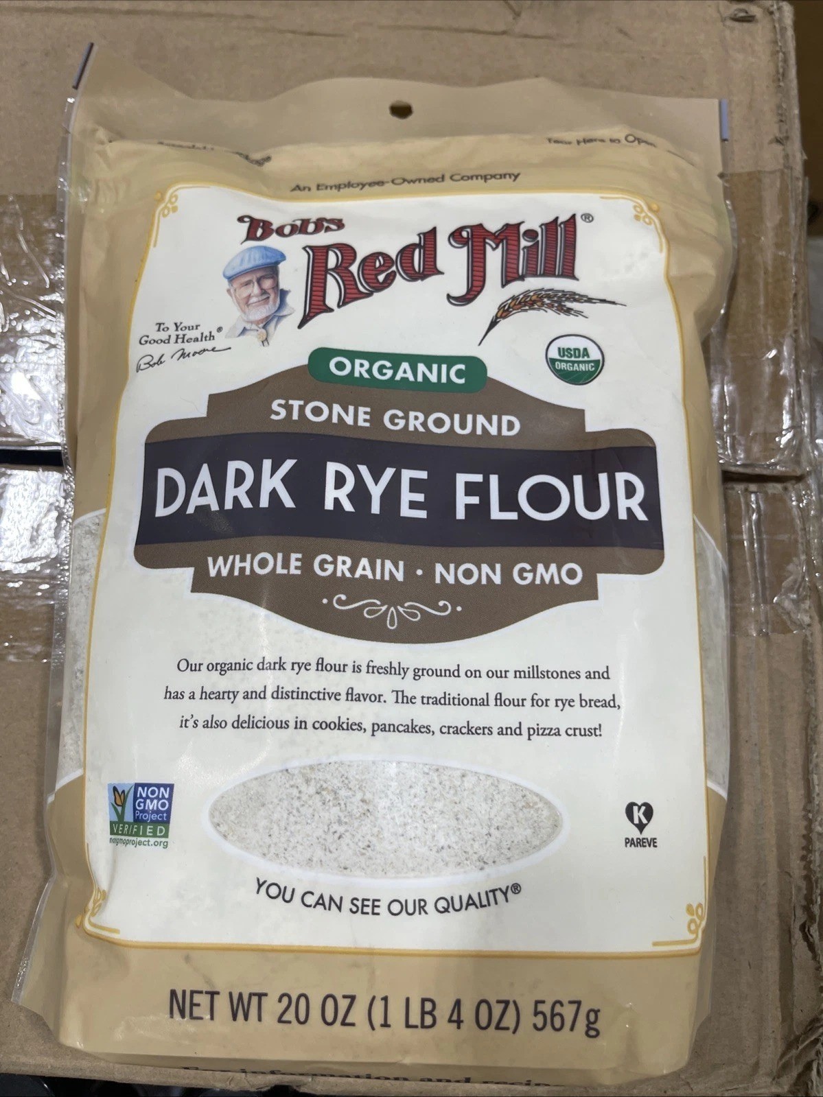 Bob’s Red Mill Organic Dark Rye Flour, 20oz (Pack of 4) – Non GMO, BB: 04/27