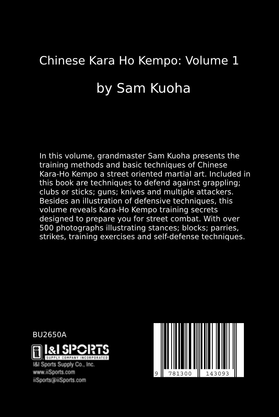Chinese Kara Ho Kempo #1 Street Grappling Weapons Attacks Book Sam Kuoha NEW!