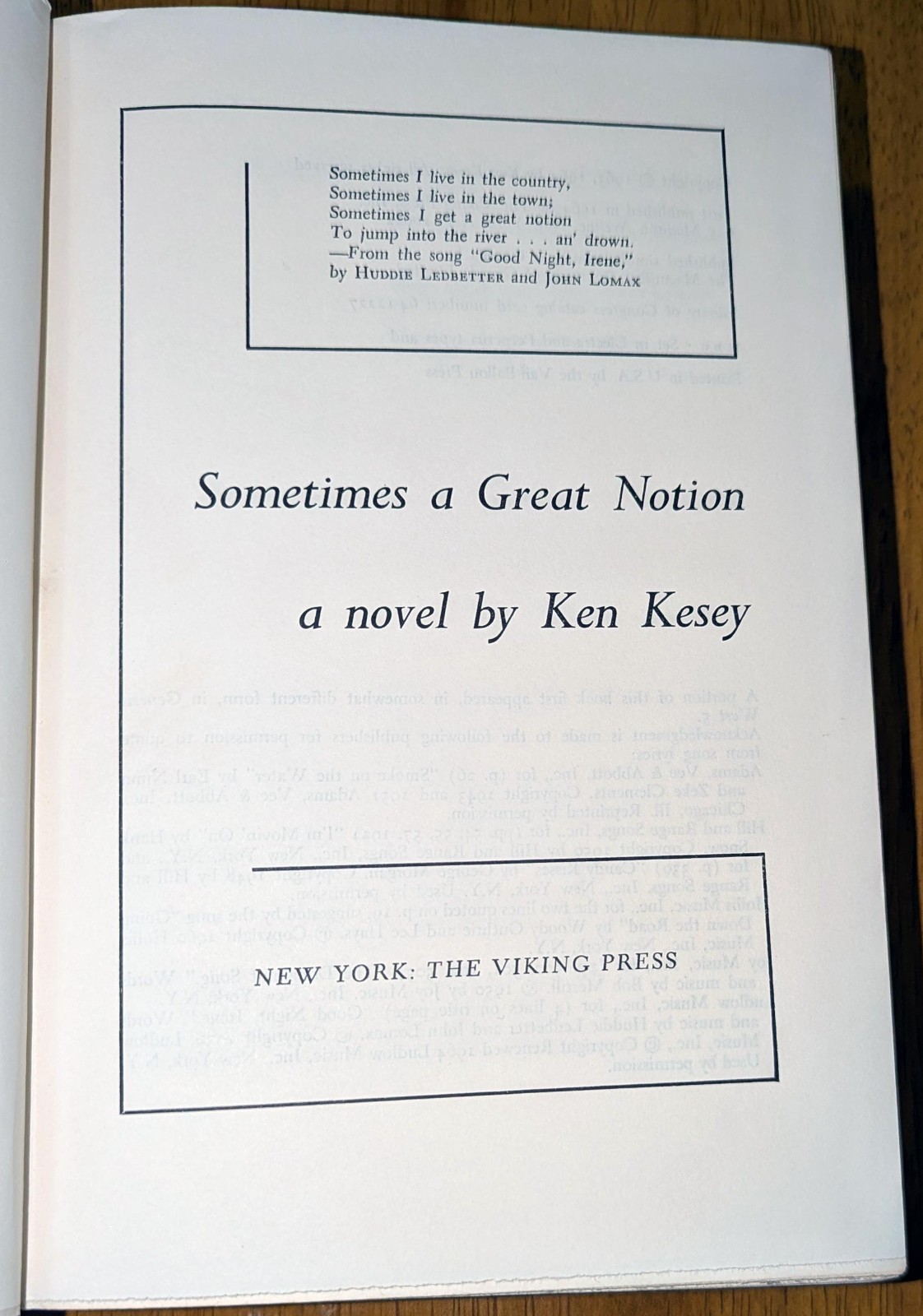 KEN KESEY, Sometimes a Great Notion. First ed., 1st printing, 1964. 1st-state DJ