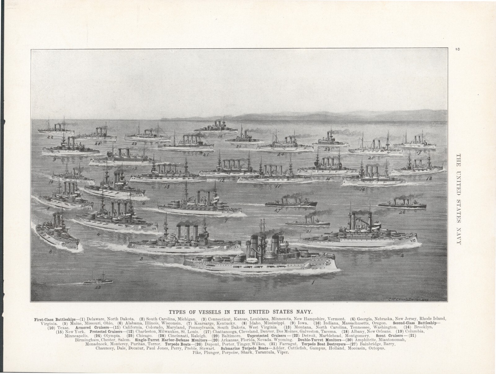 1908 Article * United States Navy * 32 Pages of Photos of Naval Ships