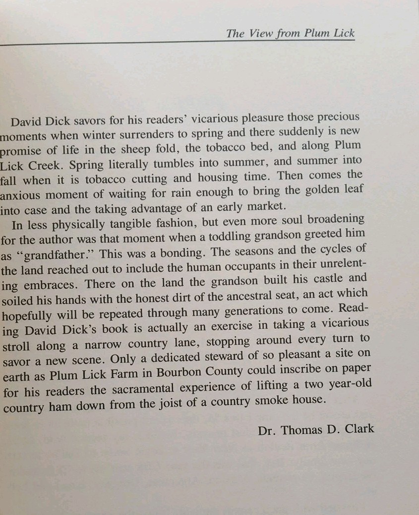 Signed The View From Plum Lick David Dick 1992 Kentucky Memoir CBS News Anchor