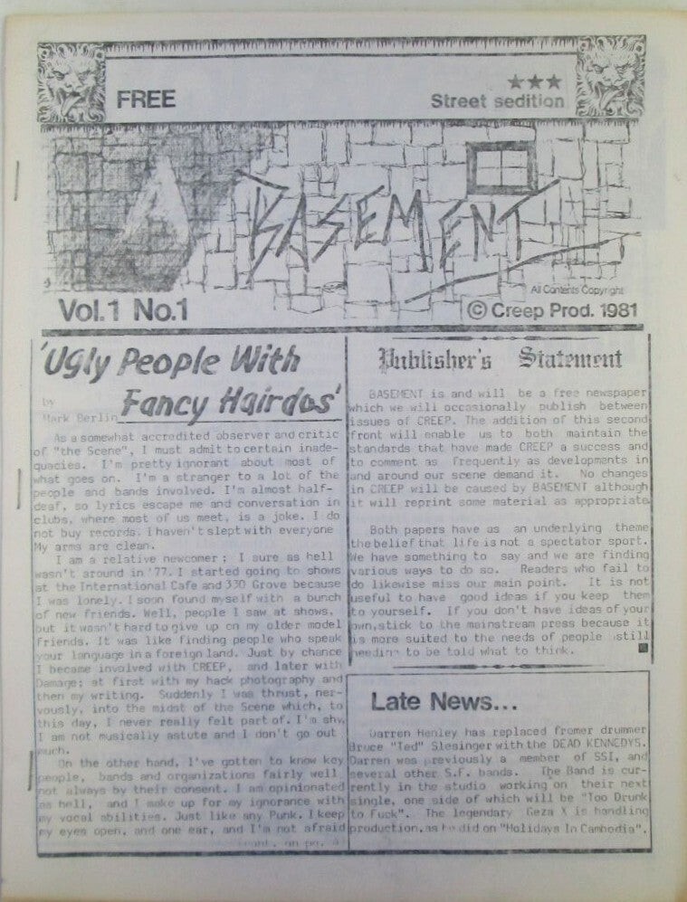 Mikey Creep / Basement Creep Vol 1 No 1 1981