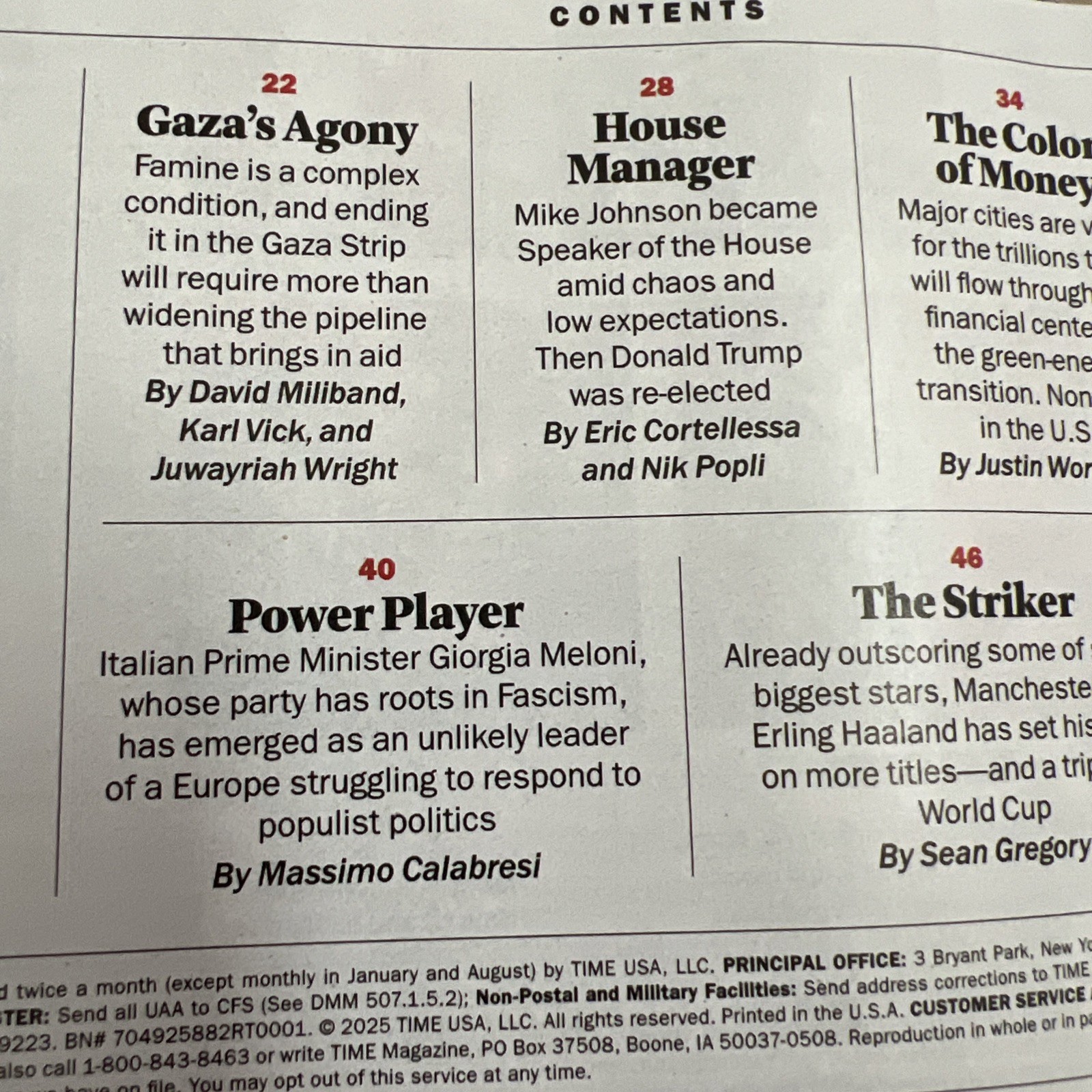 Time Magazine August 14 2025 Survivor Mike Johnson Trump Speaker Wall Street