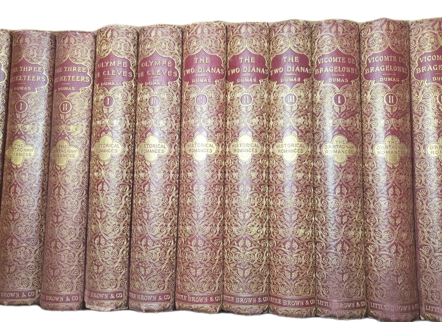 Volume Set Alexandre Dumas Up To 40 Books Fine Binding 1800s Red Gold Beautiful