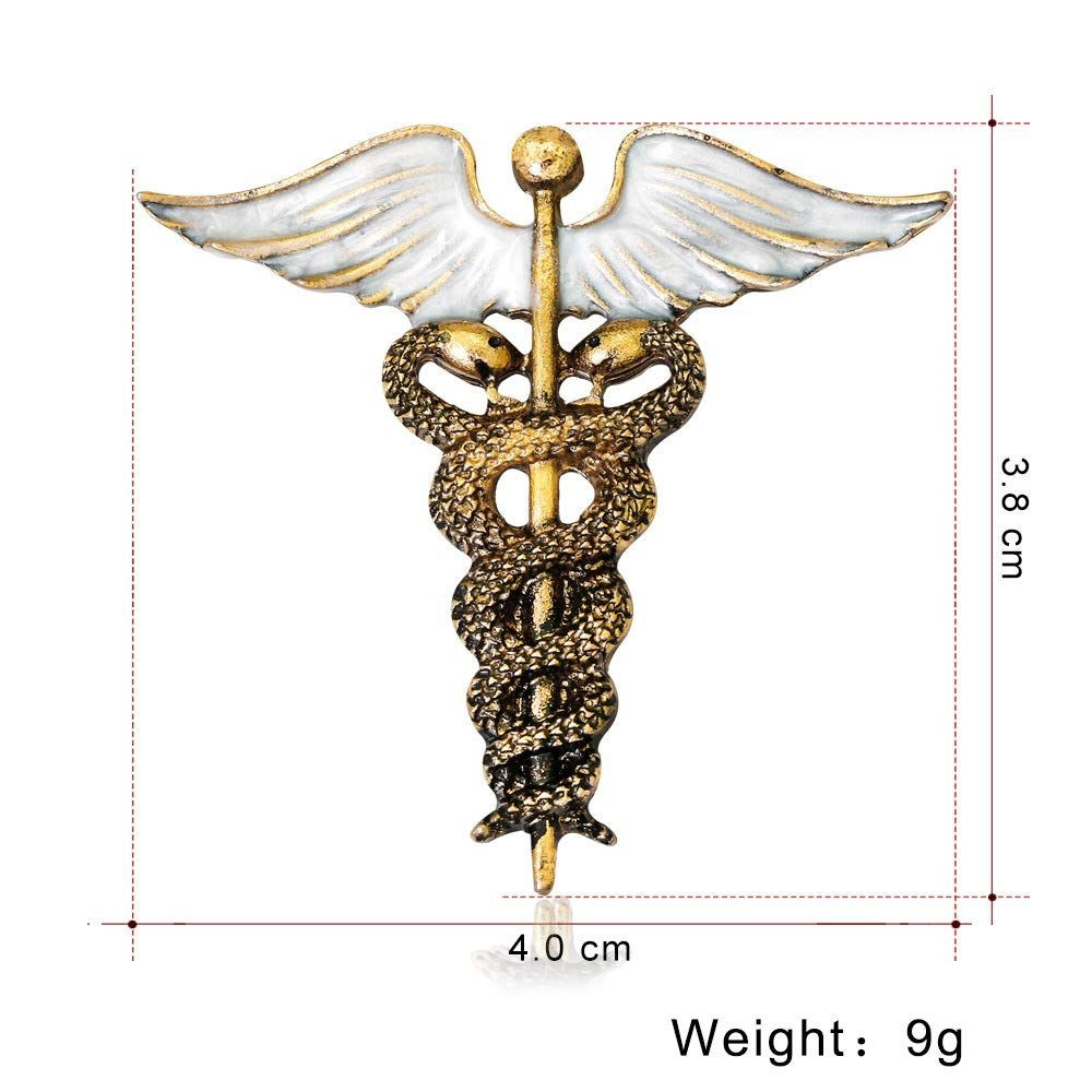 Medical Symbol Caduceus Stethoscope RN Nursing 3.8*4.0cm/1.5*1.6In, Gold