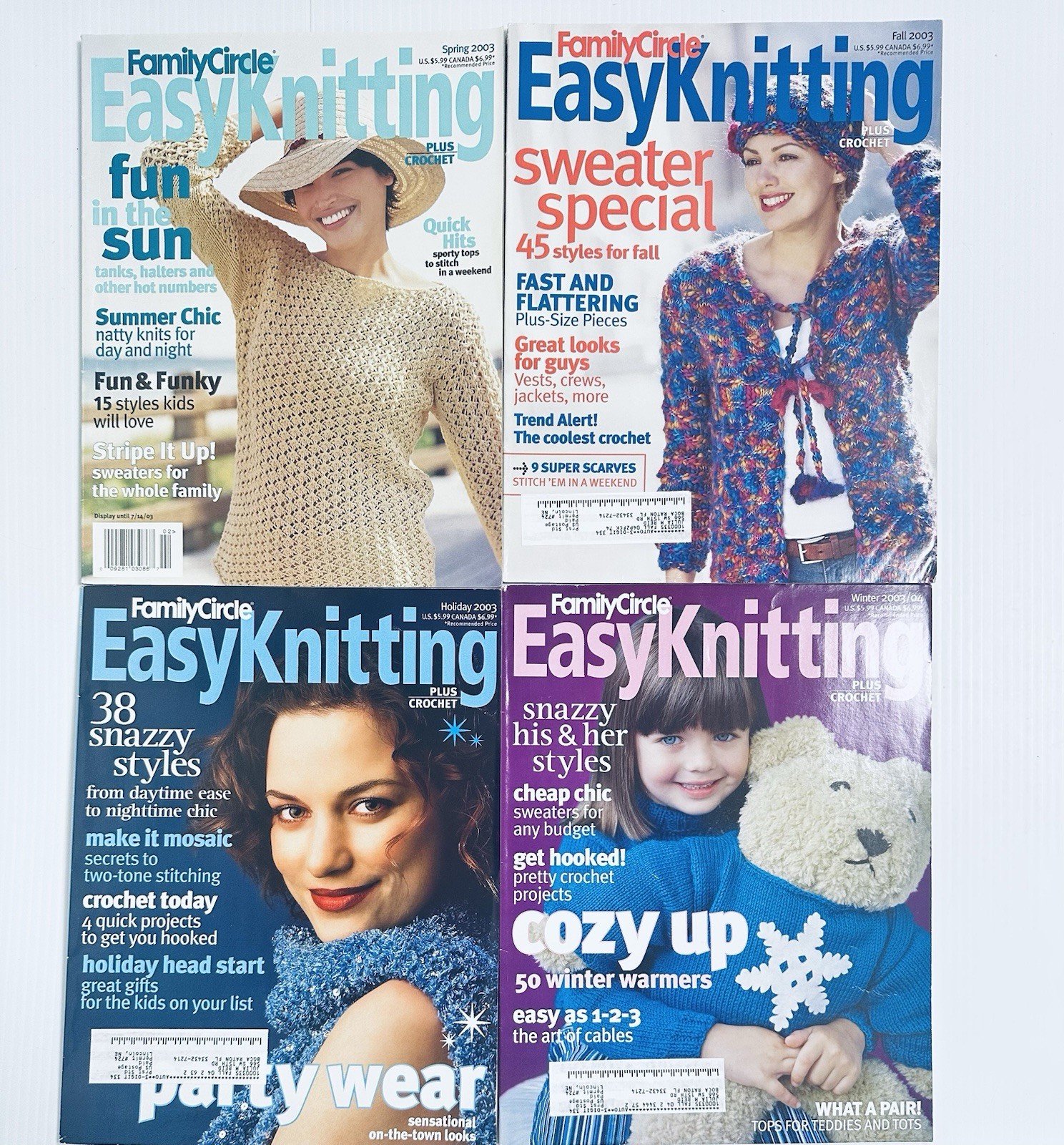 Lot 4 Family Circle Easy Knitting Magazines 2003 2004 Vintage Craft Patterns