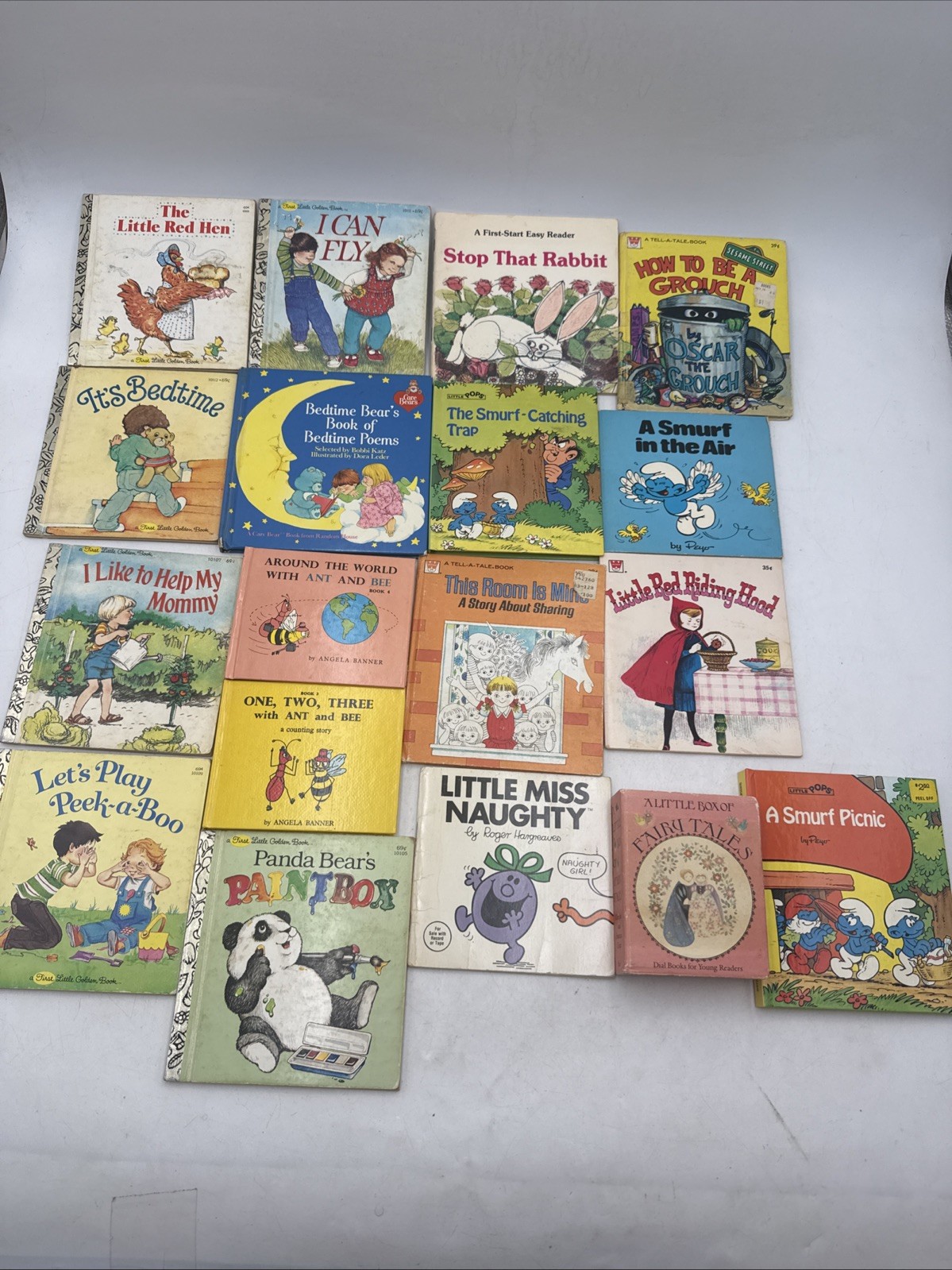 Vtg 1970s 1980s Childrens Book Lot of 17 Little Golden Smurfs Care Bears Whitman