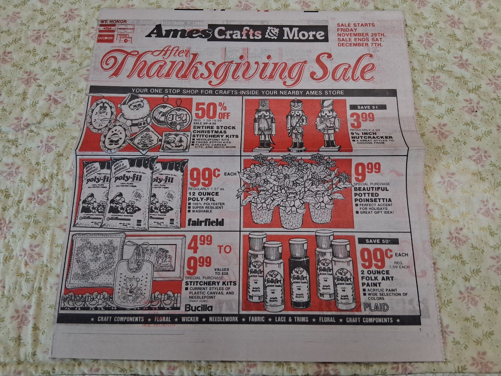 Vintage Ames Department Store Weekly Newspaper Flyer After Thanksgiving Craft Ad