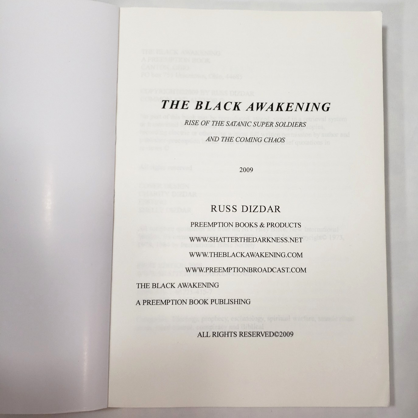 The Black Awakening Rise of the Satanic Super Soldiers By Russ Dizdar 2009 Book