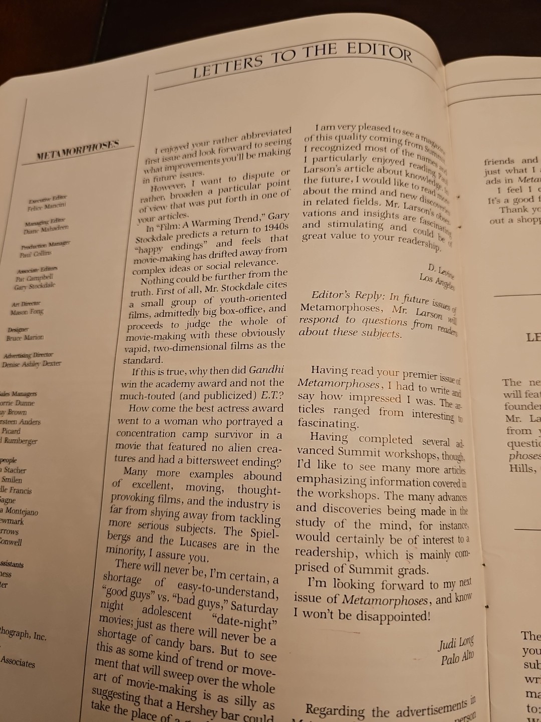 Metamorphoses Magazine Volume One, Number Two Summit Foundation Dead Kennedys