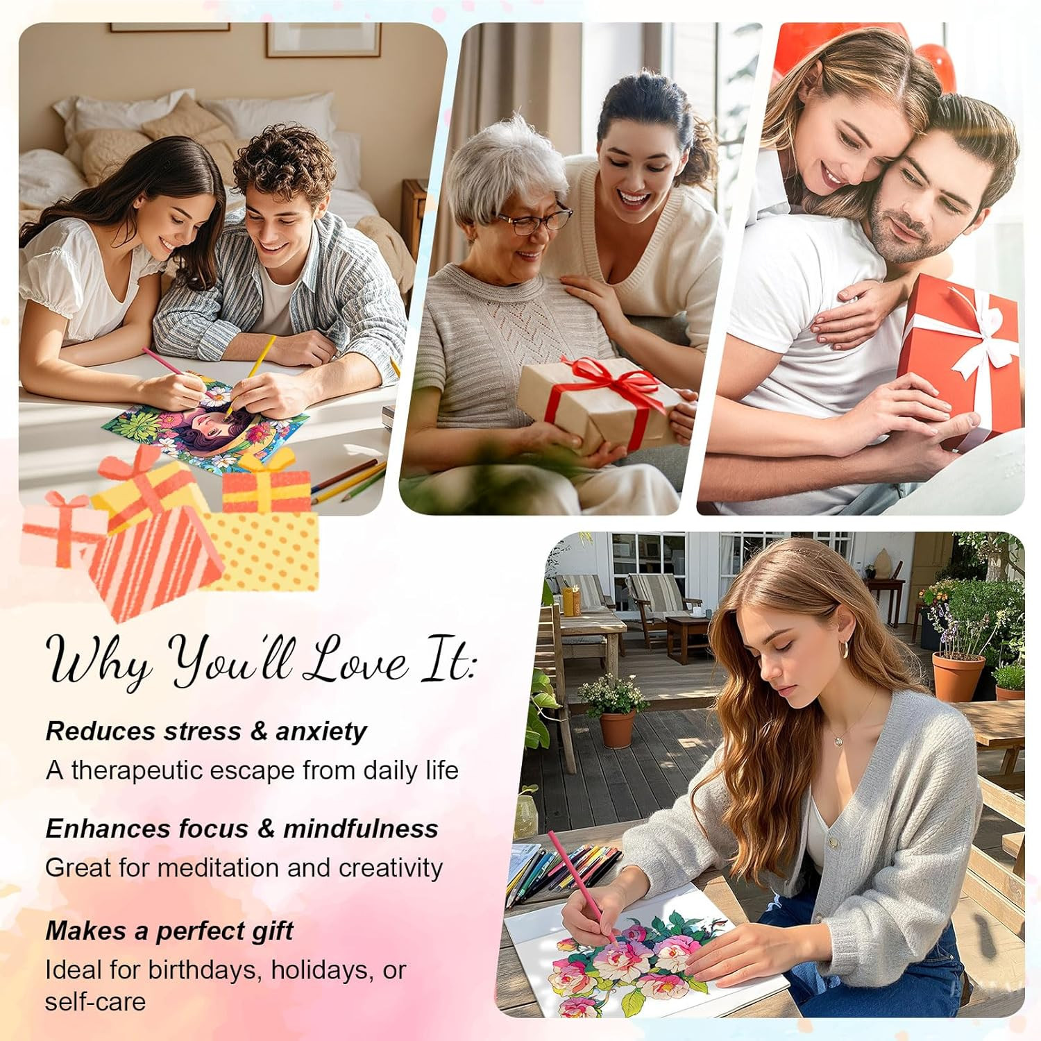 Adult Coloring Book for Women, Coloring Books for Adults Relaxation, Spiral