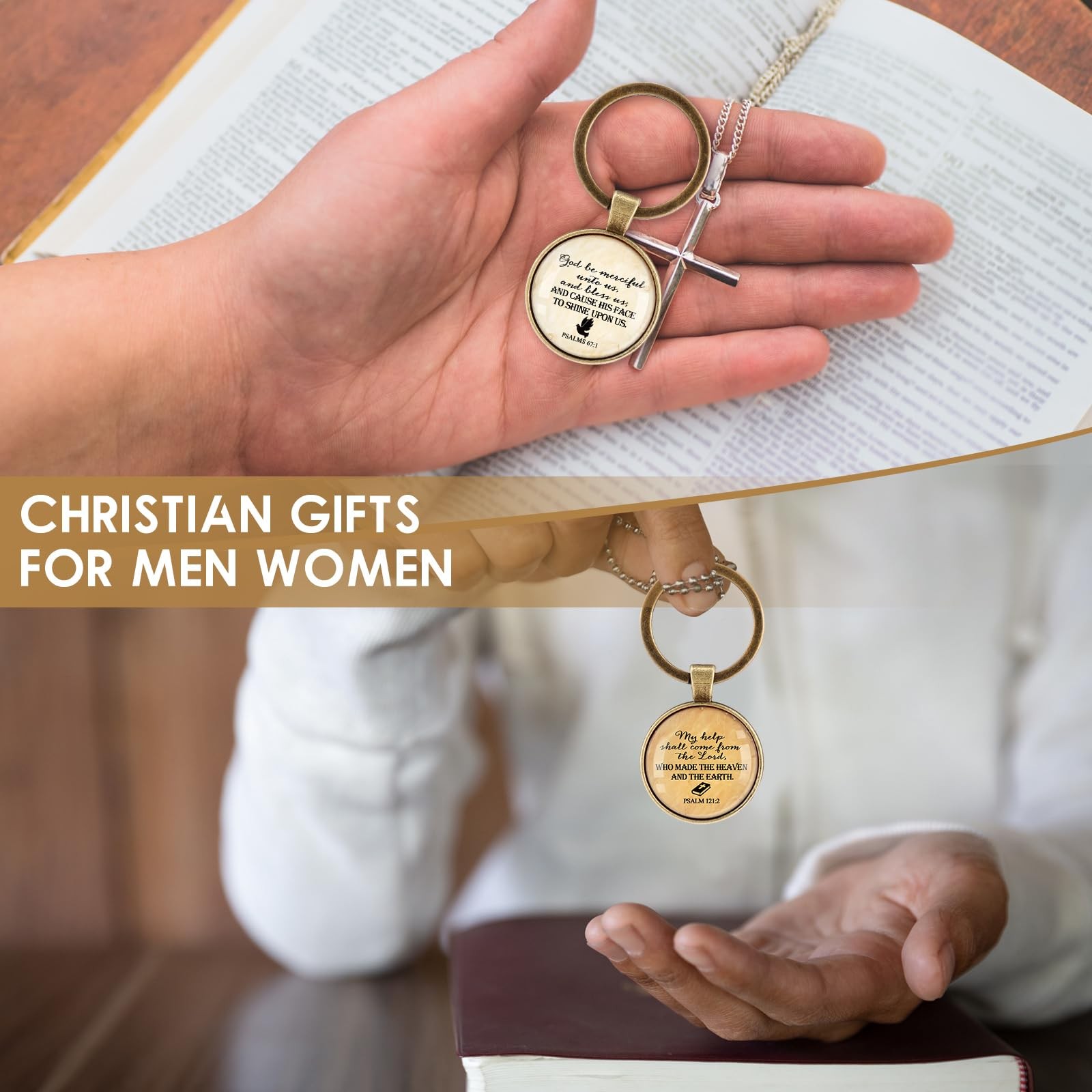 Junkin 25 Set Mother’s Day Christian Keychain about 1.18 inches/ 3 cm, Brown