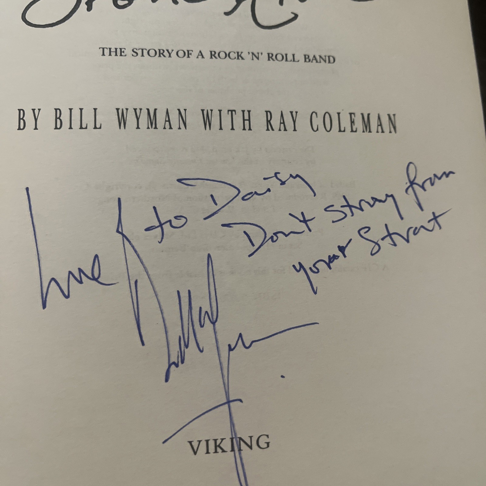 BILL WYMAN AUTOGRAPHED “STONE ALONE” 1990 ROLLING STONES ROCK n ROLL BAND MEMOIR