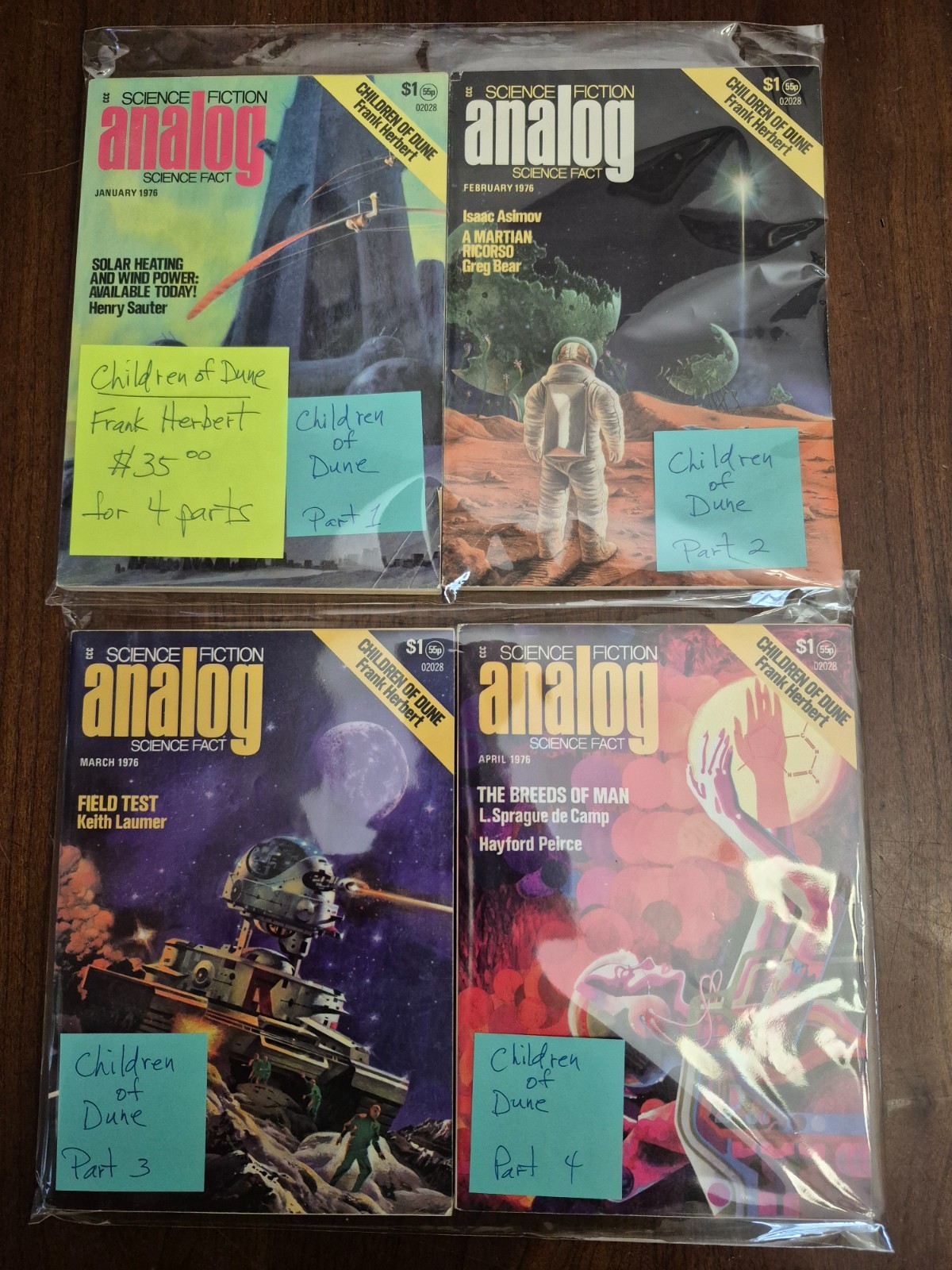 COMPLETE Children of Dune serial, Frank Herbert, Analog Mag, 1976, LOT of 4