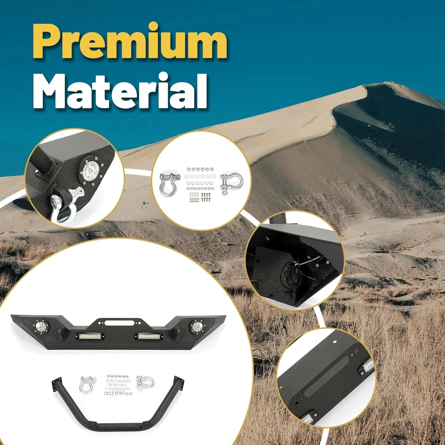 ‎ Front Bumper Compatible with 2007-2025 Wrangler Unlimited JL/JLU & Gladiator J