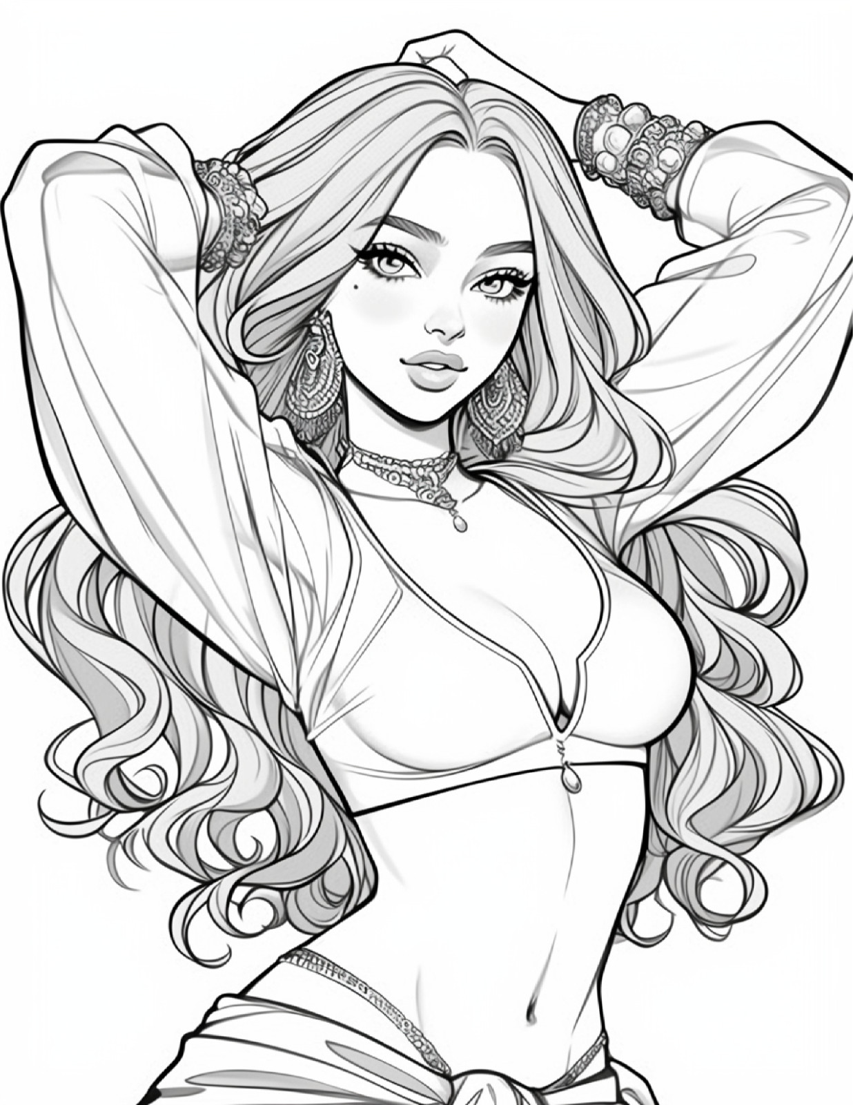 Belly Dance girls coloring bookLarge Print Easy Designs Stress Relief Coloring