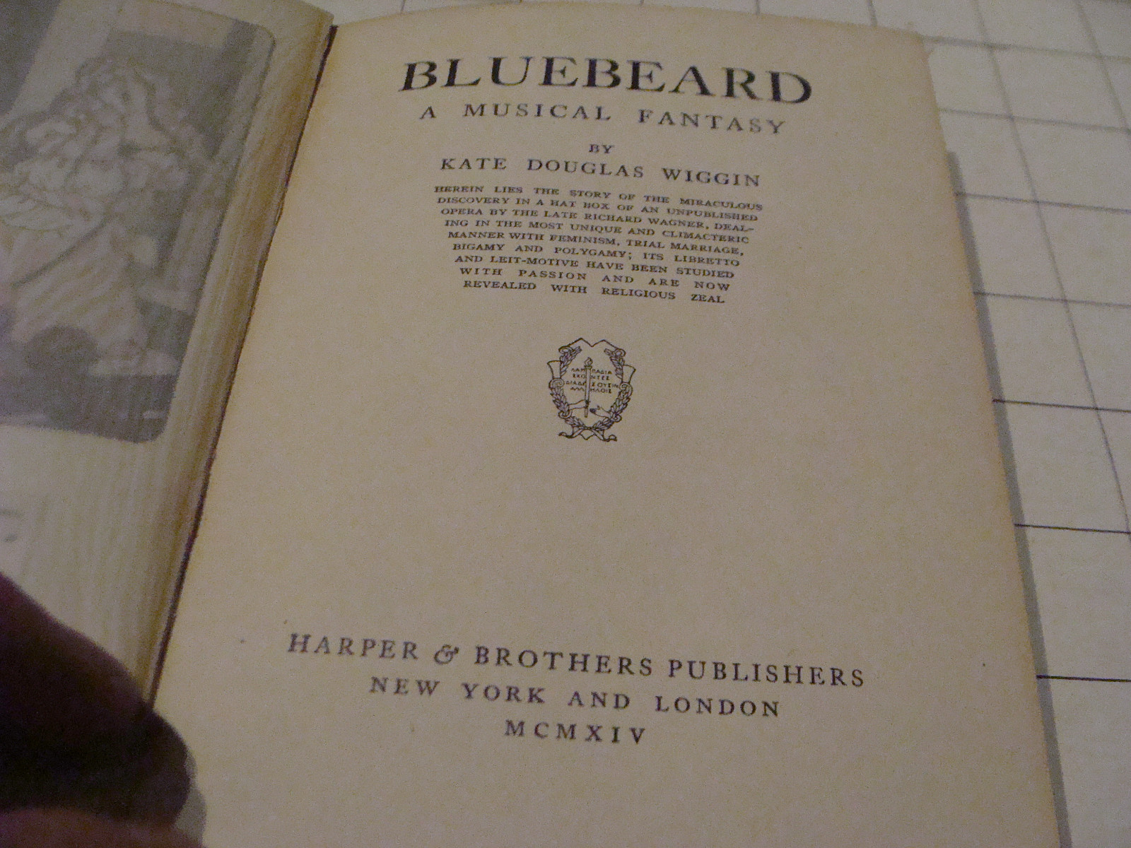 Orig. Vintage book: BLUEBEARD Musical by Kate Douglas Wiggin, 1914, 58 pages