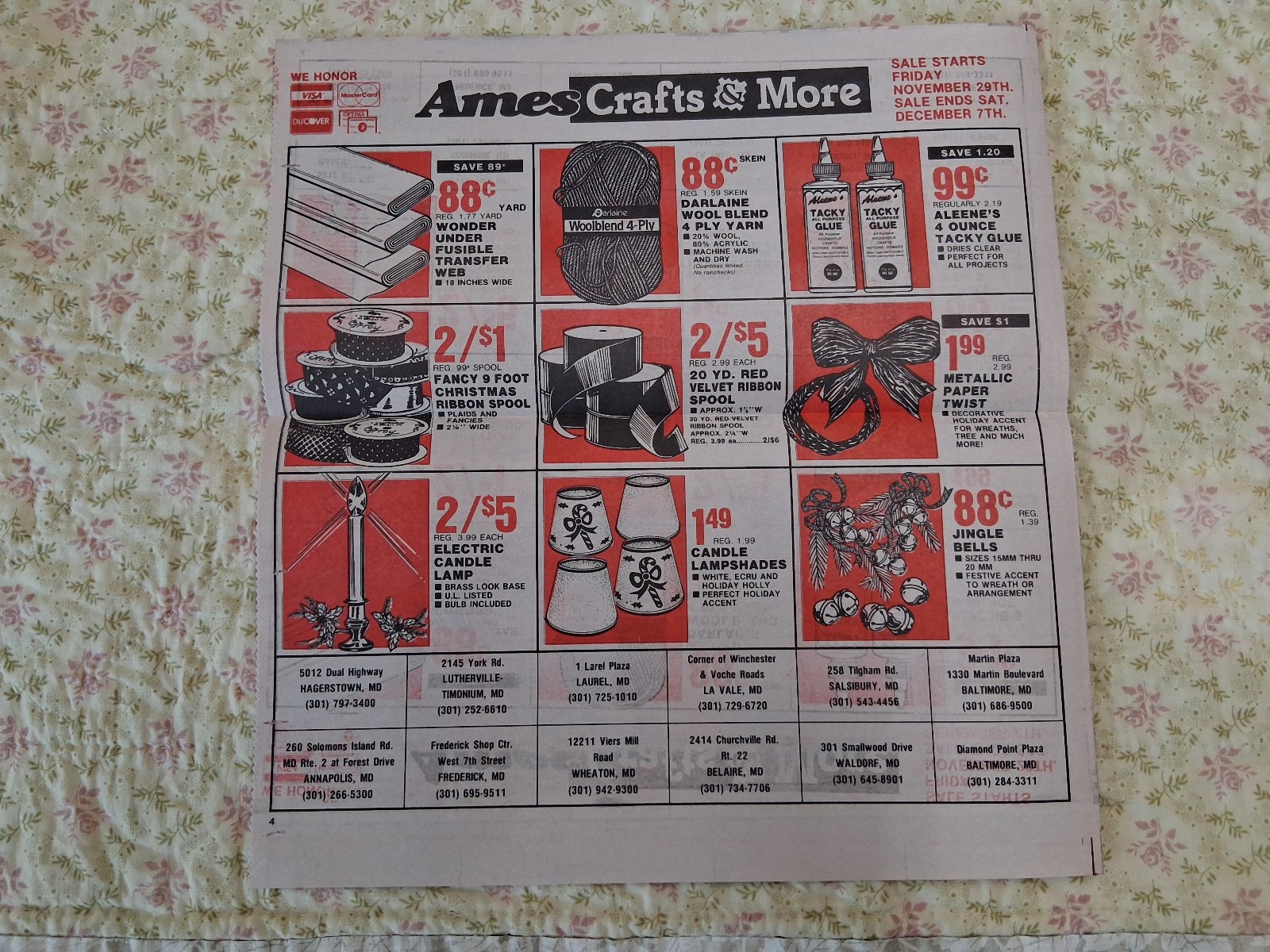 Vintage Ames Department Store Weekly Newspaper Flyer After Thanksgiving Craft Ad