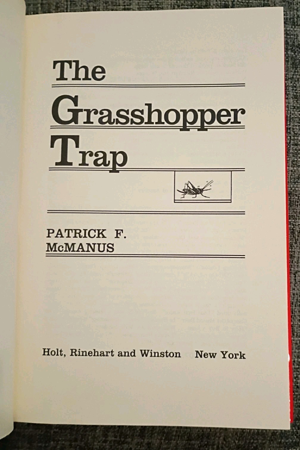 Patrick F. McManus GRASSHOPPER TRAP ,Signed