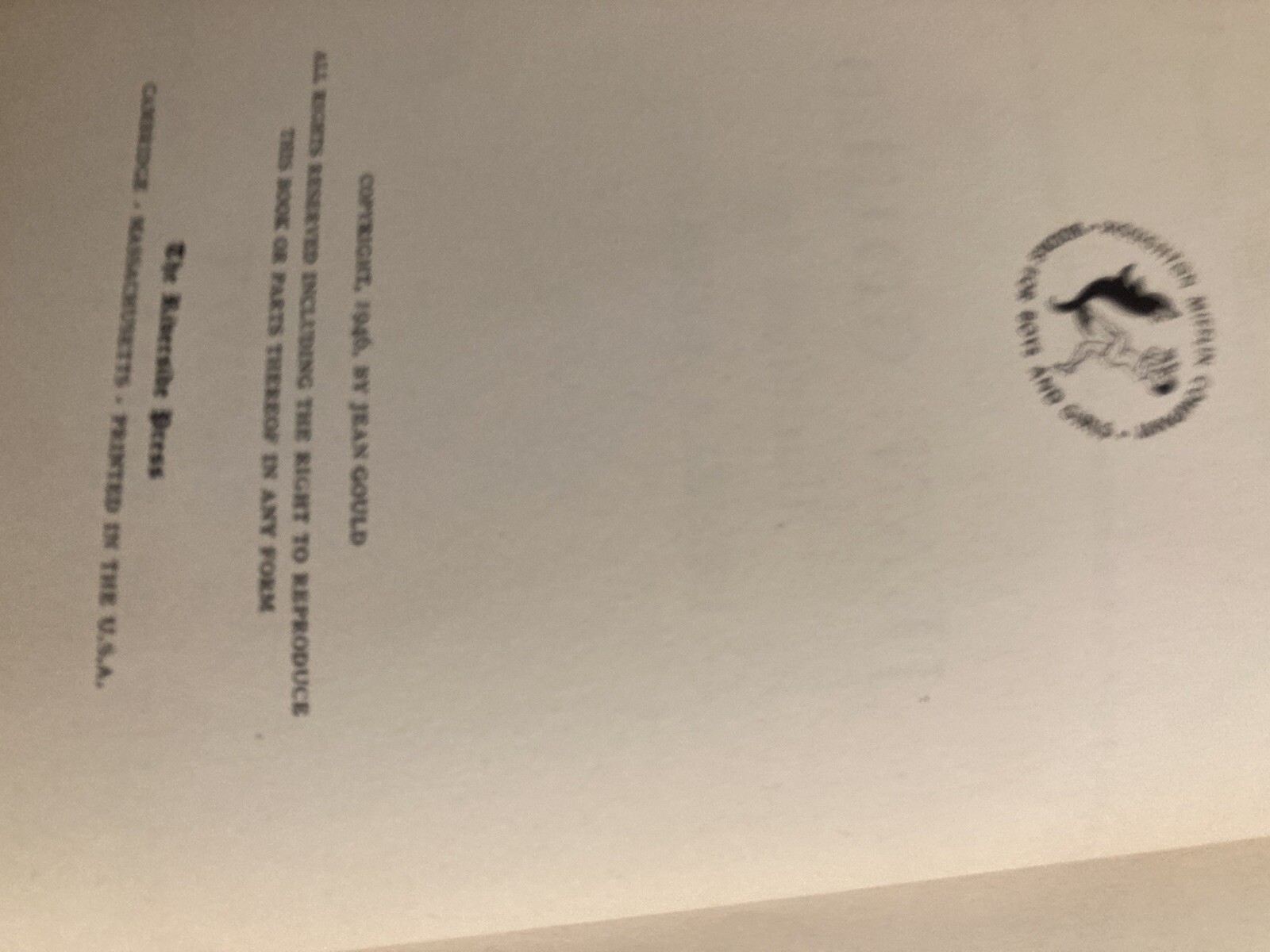 ” MISS EMILY ” BY JEAN GOULD 1946 BOSTON HOUGHTON MIFFIN COMPANY BOOK