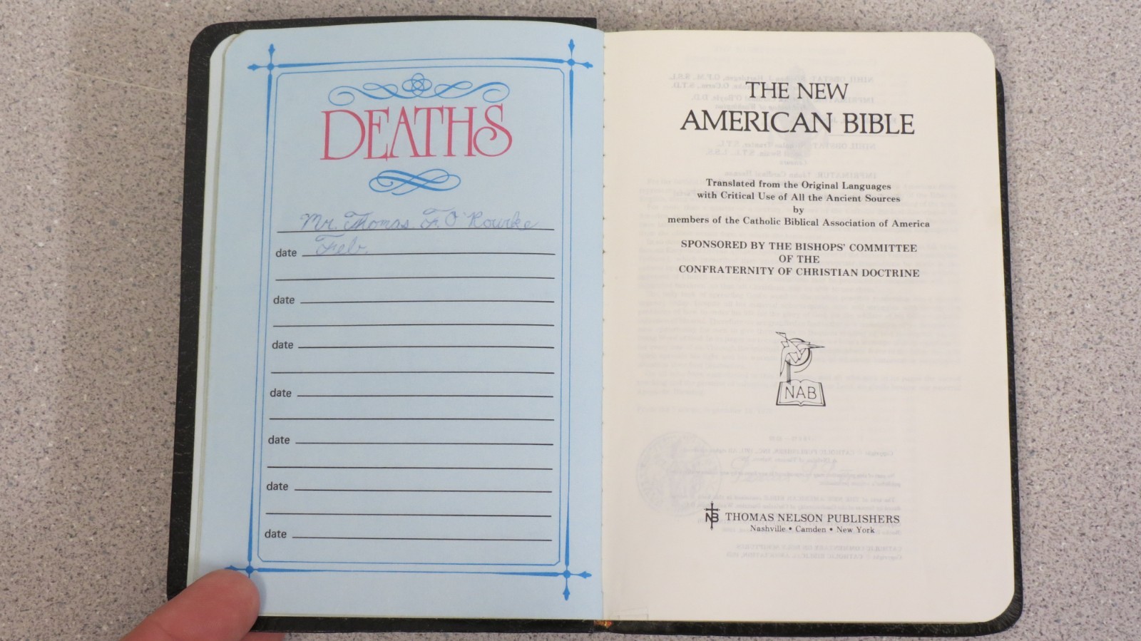 Holy Bible – New American Bible – Catholic Edition – Nelson 9023