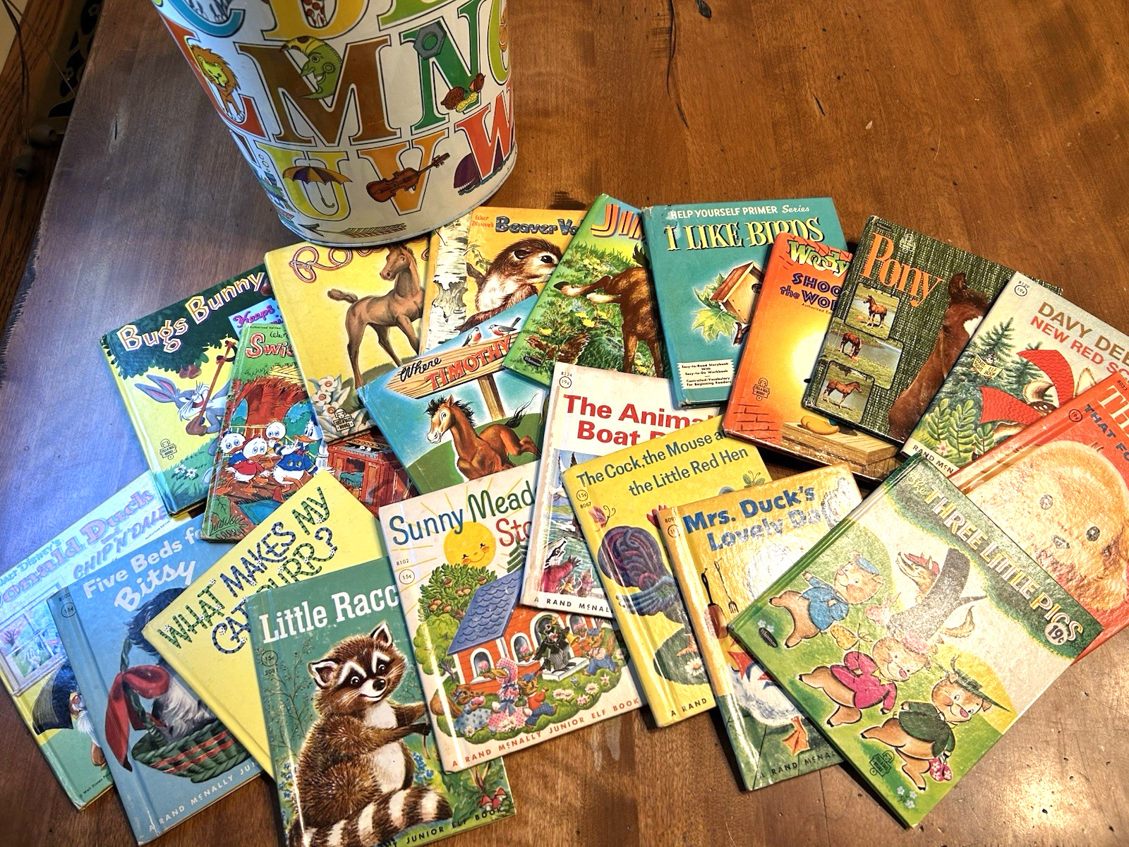 20 Whitman Tell-a-Tale and Rand McNally Junior Elf Books & Cheinco Tin Alphabet