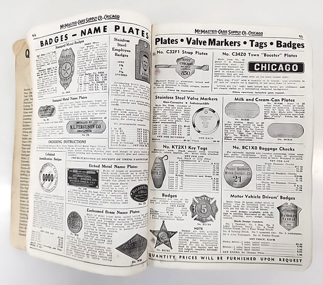 Vintage McMaster Carr Supple Co Catalog 57 Copyright 1950 (1600 Pages) Tools
