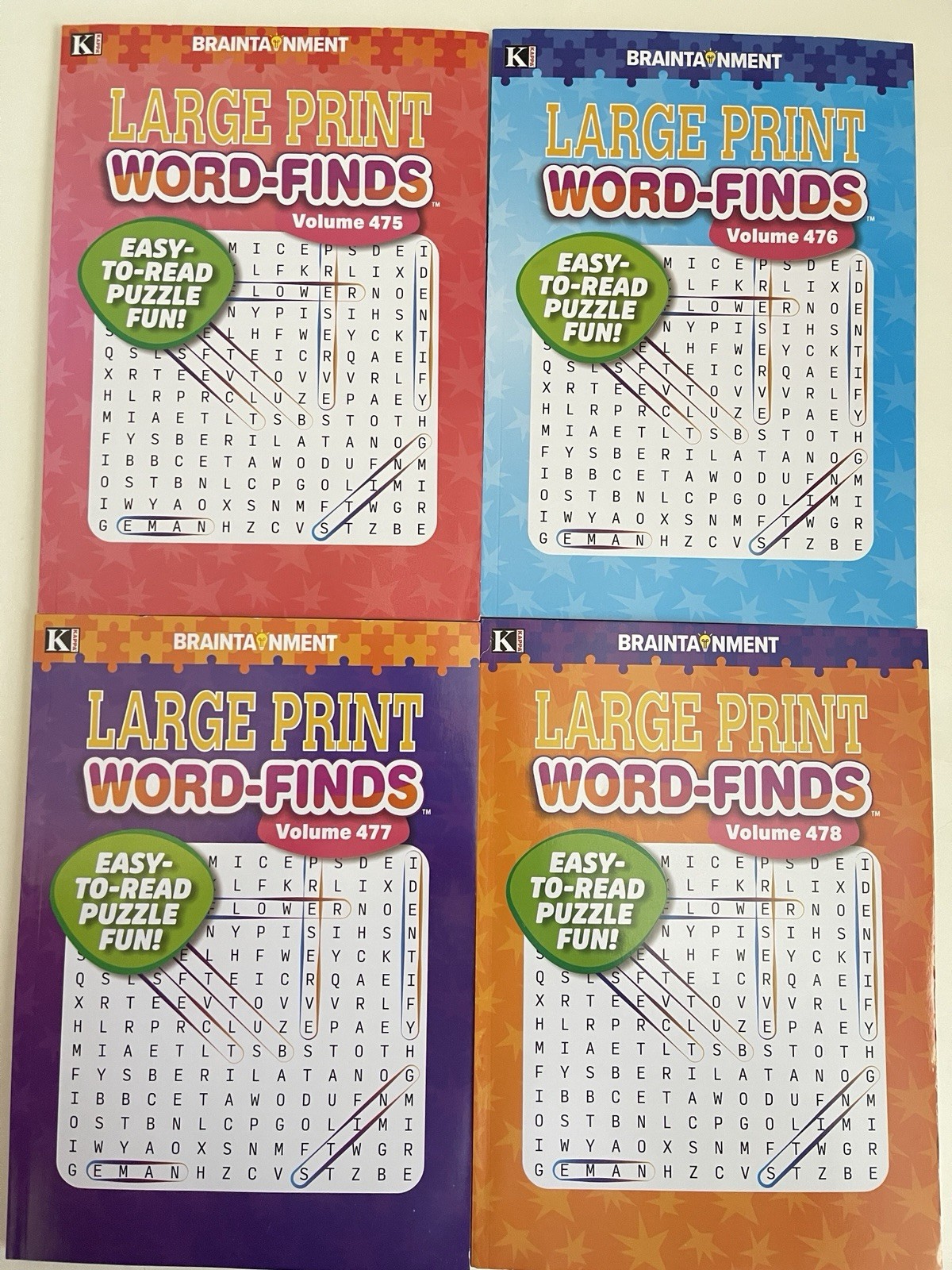 Lot Of 4 Kappa Large Print Word Search Word-Finds Books NEW Free Shipping 475-78