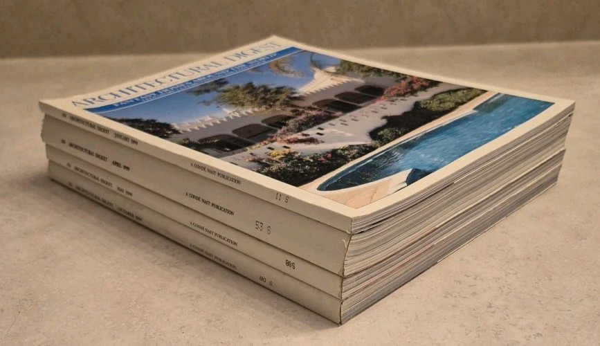 Lot of 4 Architectural Digest Magazines 1999 Conde Nast Publication