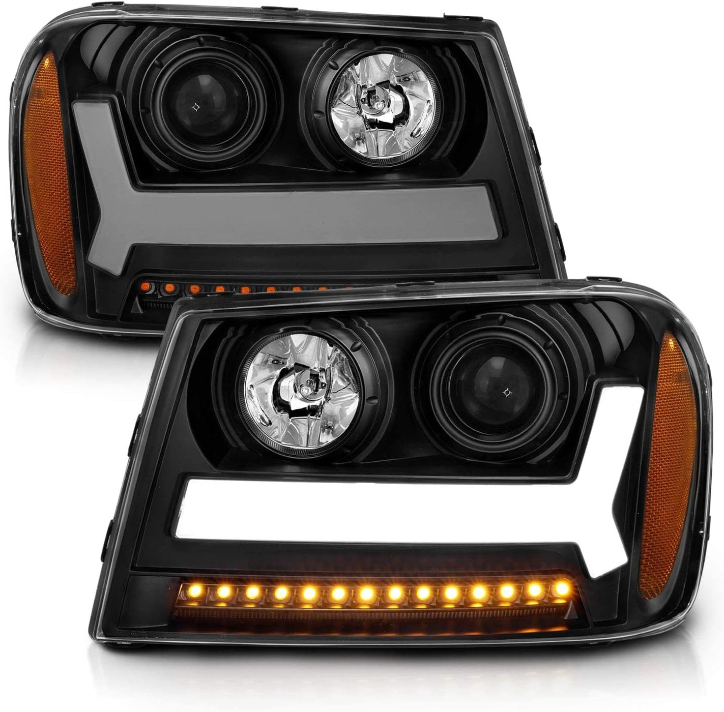for 2006-2009 Chevy Trailblazer LT Models Plank LED Tube Projector Black Headlig