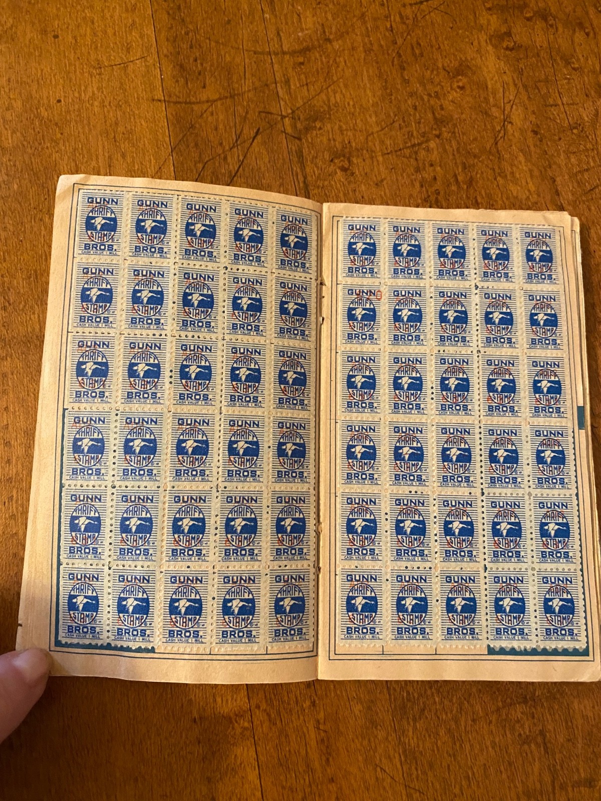 Vintage Gunn Bros Stamp Book Partially Filled