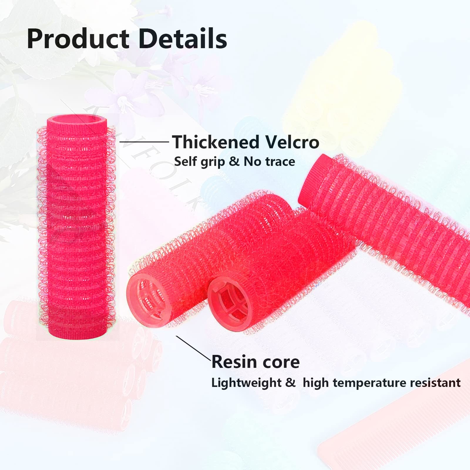 MOODKEY 24PCS Self Grip Small 0.8in Hair Curlers Set, Nylon 0.8 Inch, red